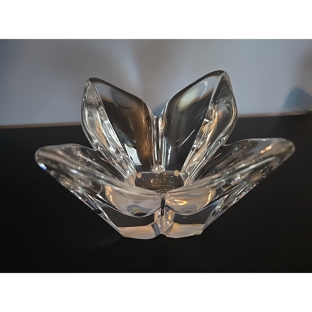 ORREFORS SWEDEN‎ CRYSTAL FOUR POINT TULIP STAR DESIGN VASE BOWL Candle Holder